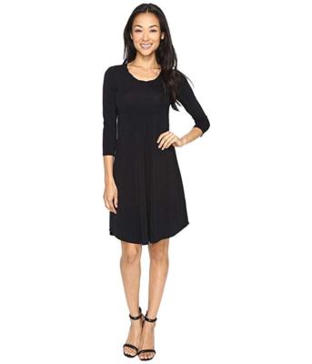 Mod-o-doc Women's Cotton Modal Spandex Jersey Crescent Empire Seam Dress  Black S | eBay