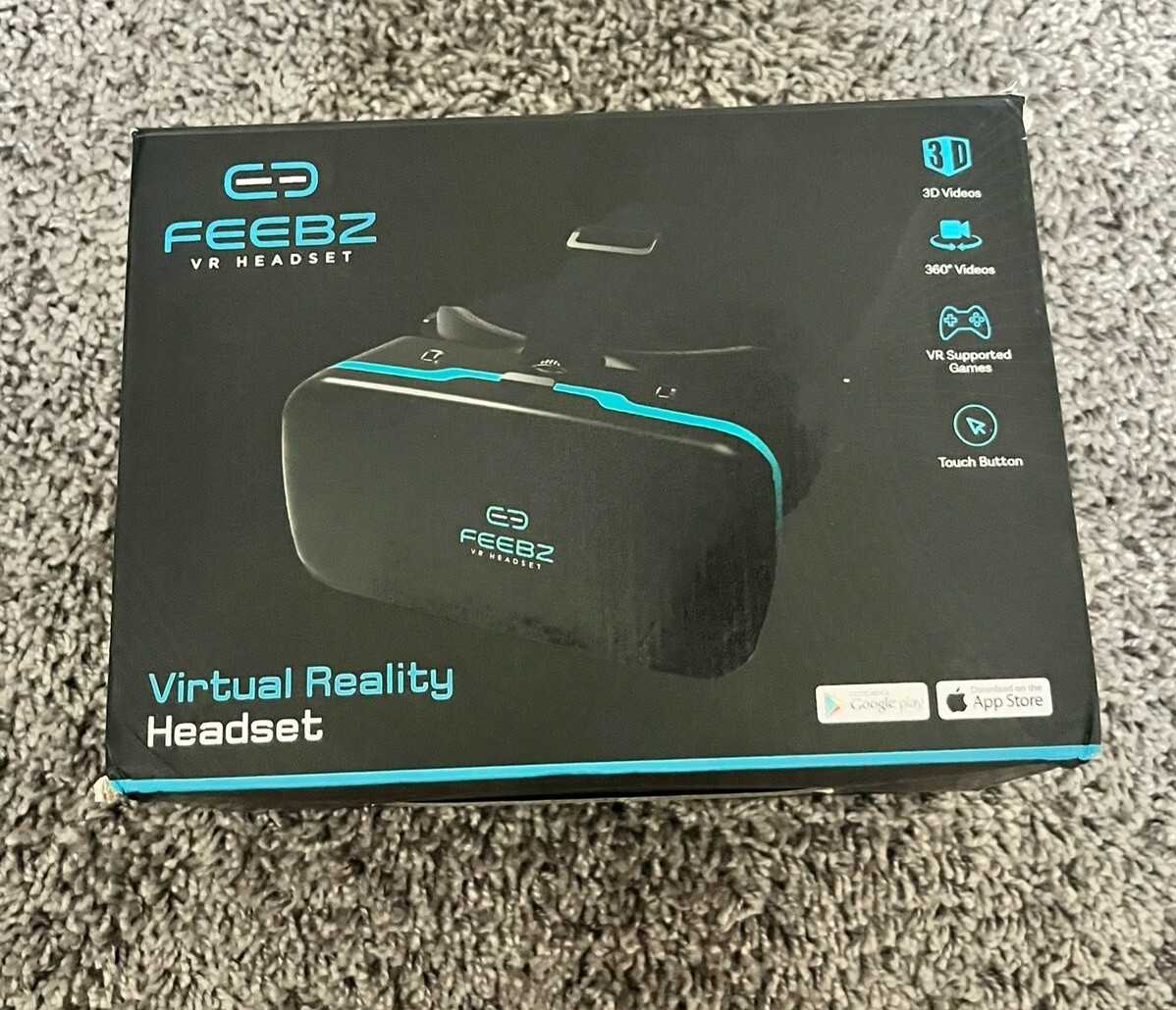 Feebz vr Headset Black Blue VR Phone Compatible 3D 360 Video Games