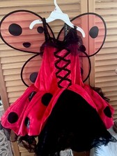 Girls Lady Bug Costume Dress Size 6X Halloween With Headband Authentic Kids