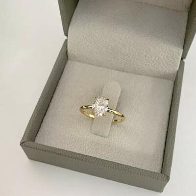 2CT White Oval Shape Moissanite Ring 925 Silver Gold Rhodium plated
