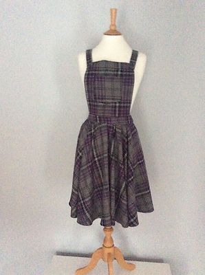 grey and purple tartan school pinafore