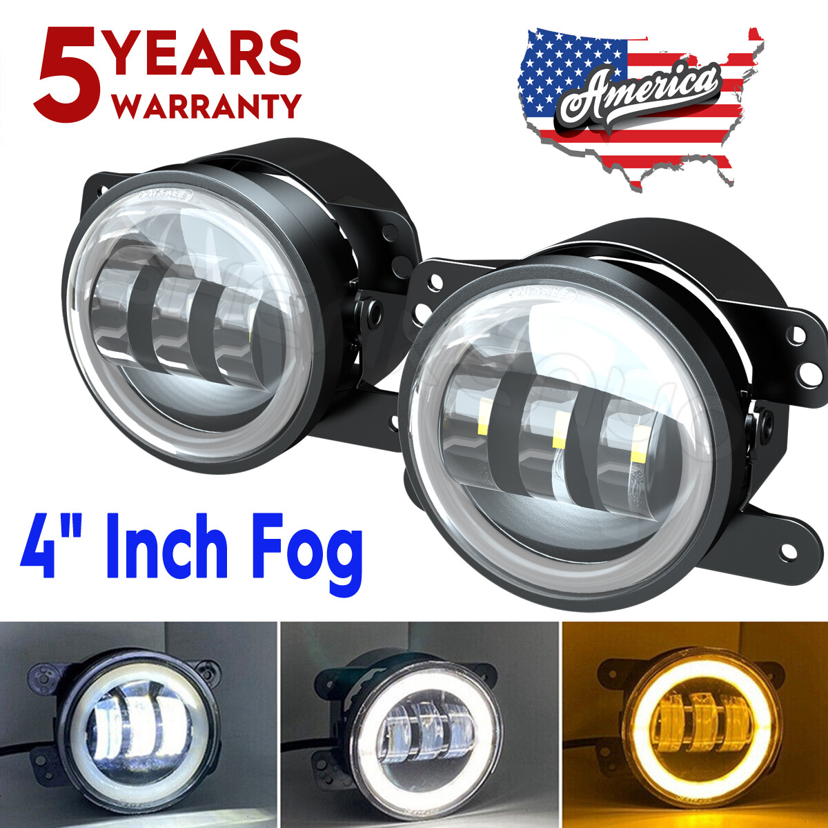 Pair 4Inch Fog Light Driving Lamp LED H11 bulbs Right Left Side Car Accessories