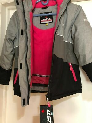 NWT Gusti Girls Black Grey Size 10 Jacket Insulated Water Wind Resistant