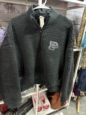 NWT Victoria s Secret Pink - Black Cozy Fleece Half-Zip Pullover Size L