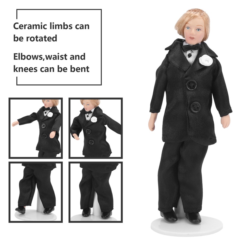 Doll House Groom Miniature Porcelain Doll Groom 1/12 Scale Dollhouse