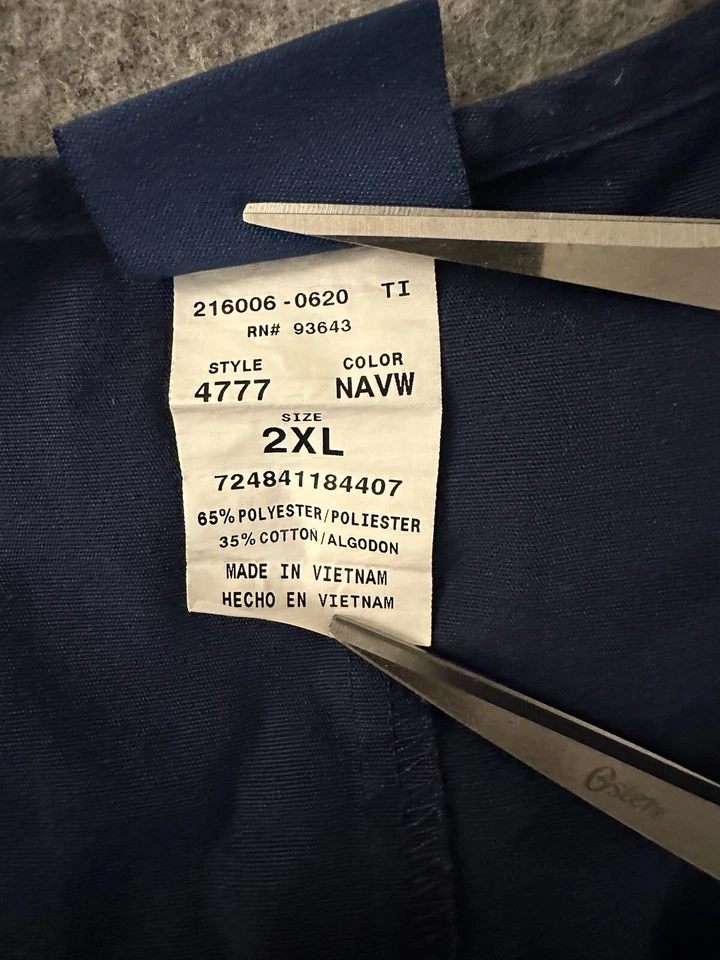 Cherokee Workwear Scrub Top 2XL XXL Blue V Neck Short Sleeve - Image 3 of 4