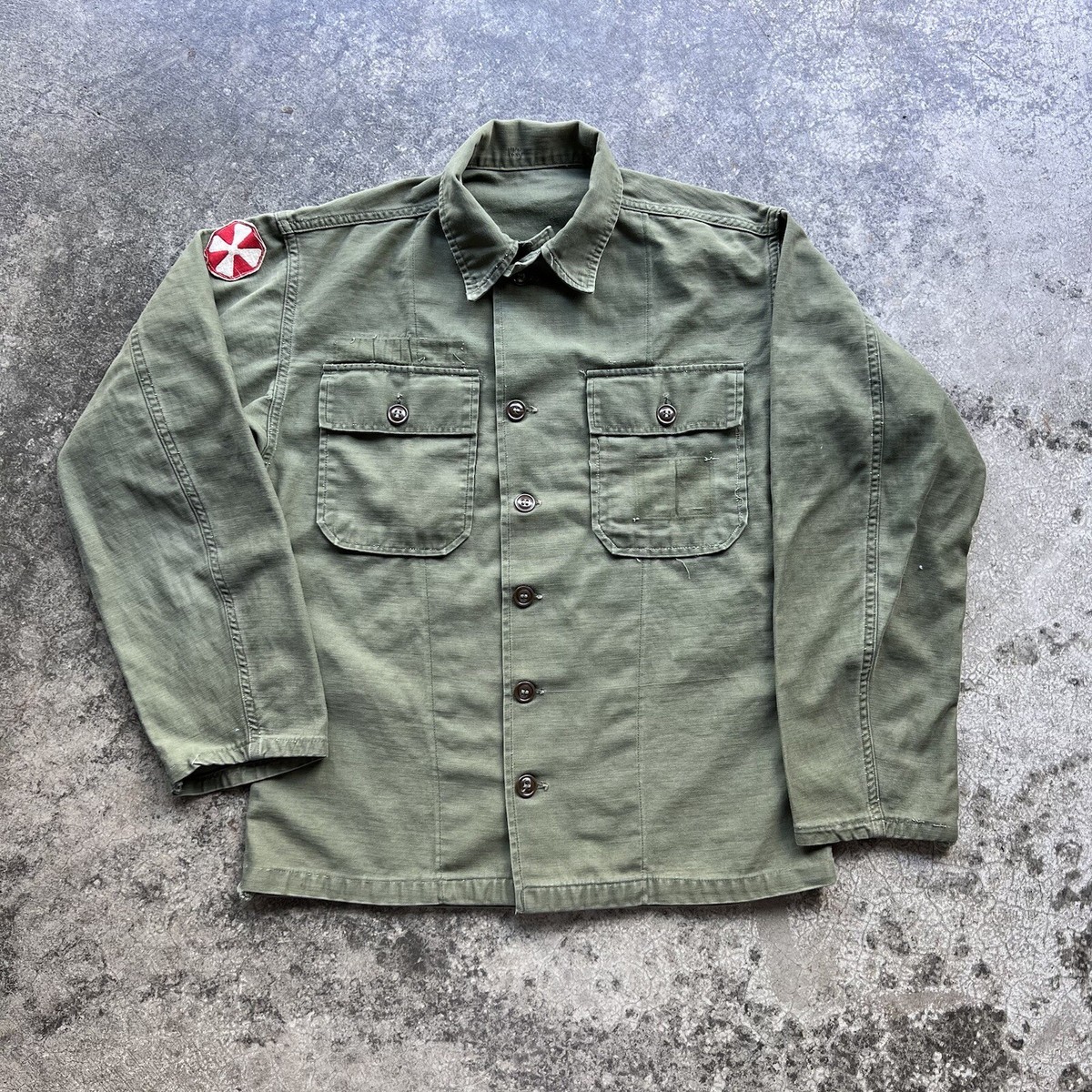 Vintage 50s 60s US Army Sateen OG-107 Vietnam Longsleeve Shirt