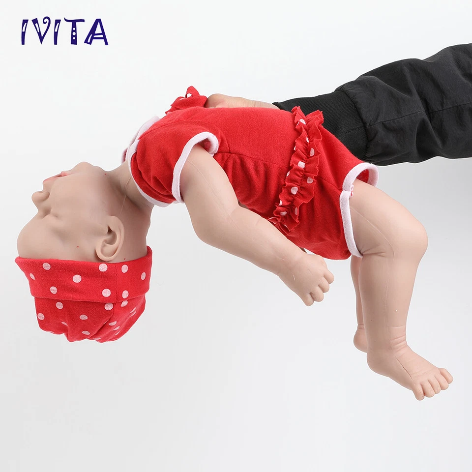 IVITA 46cm Silikon Rebornpuppe Geschlossenen Augen Mädchen Xmas Gifts - Bild 4 von 4