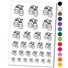 Cozy Mittens with Hearts Winter Temporary Tattoo Set