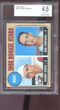 1968 Topps #247 Reds Rookie Stars Johnny Bench Tompkins BGS BVG 4.5 Graded Card