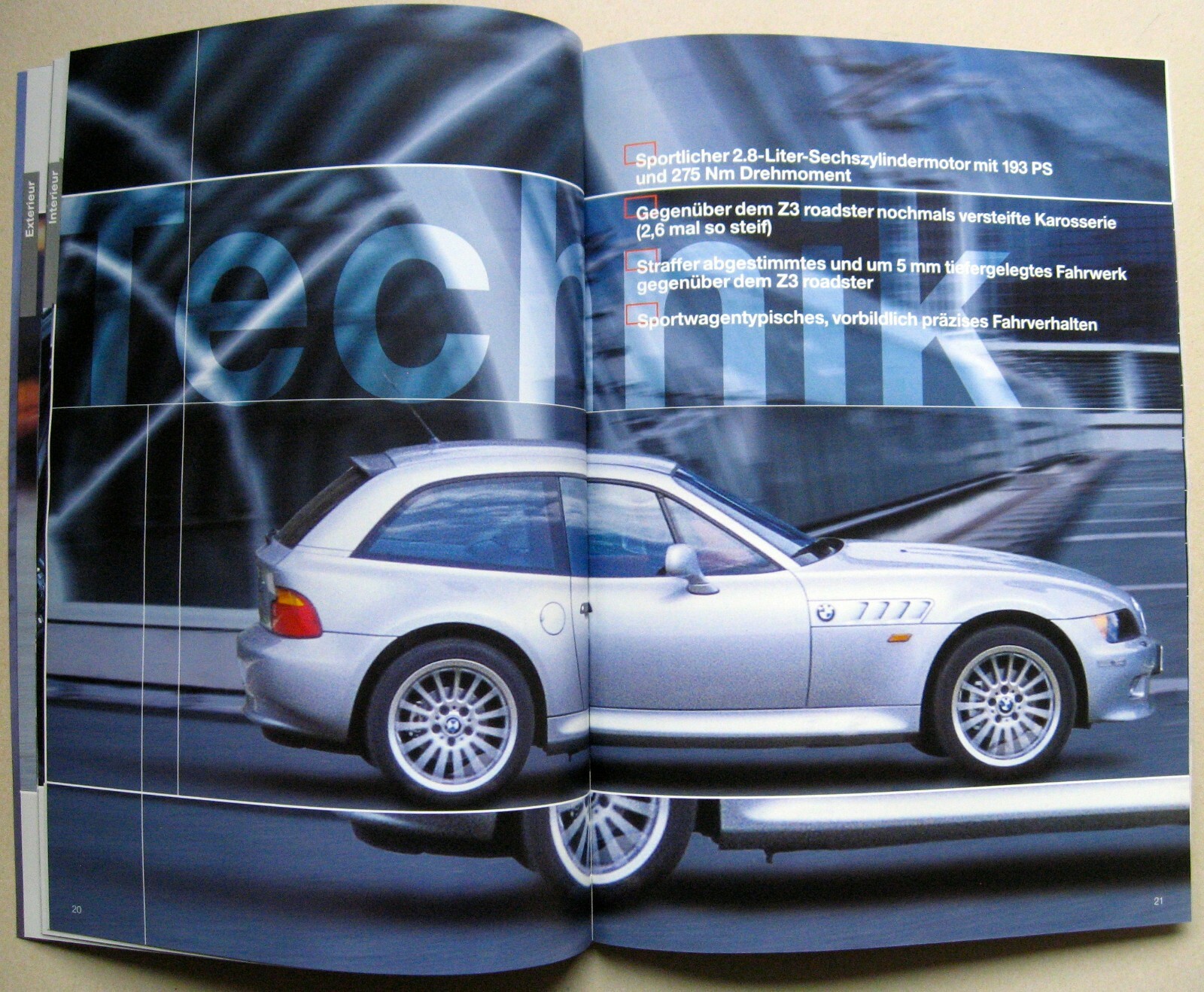 Broszura Folder Argumenter INTERN BMW Z3 E36 Coupe 2,8 193 PS M 321 PS 1998 1999 Kupowanie bomb