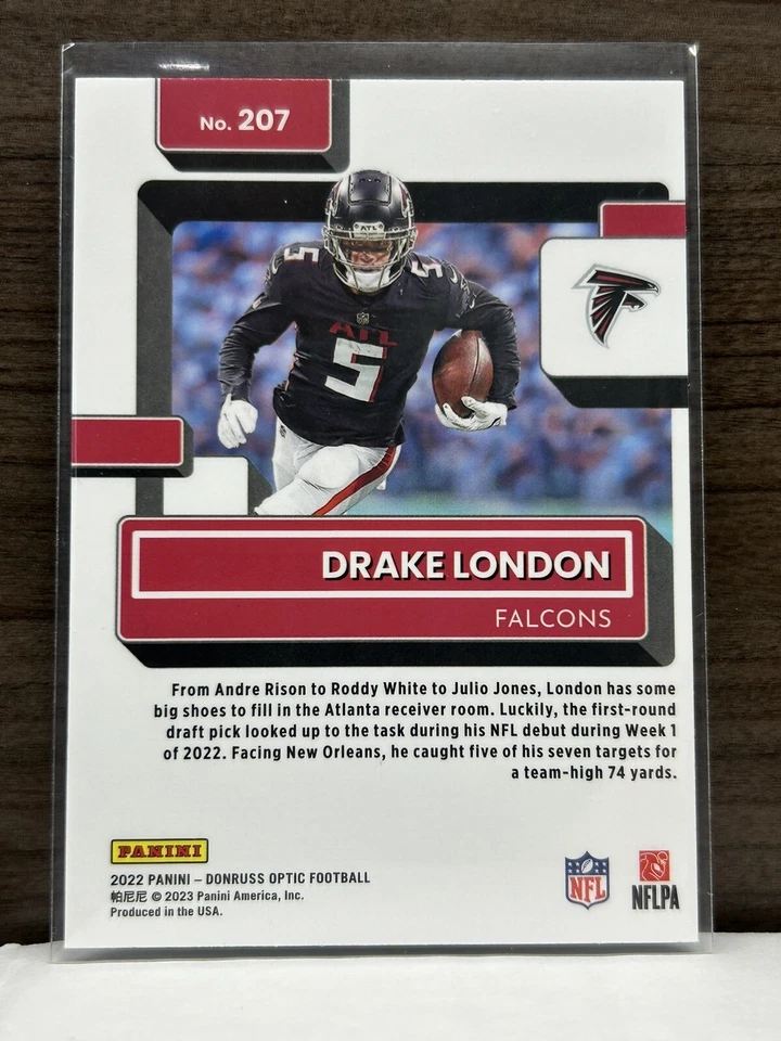 2022 Donruss Optic Drake London Rated Rookie Card Atlanta Falcons #207 RC - Image 2 of 2