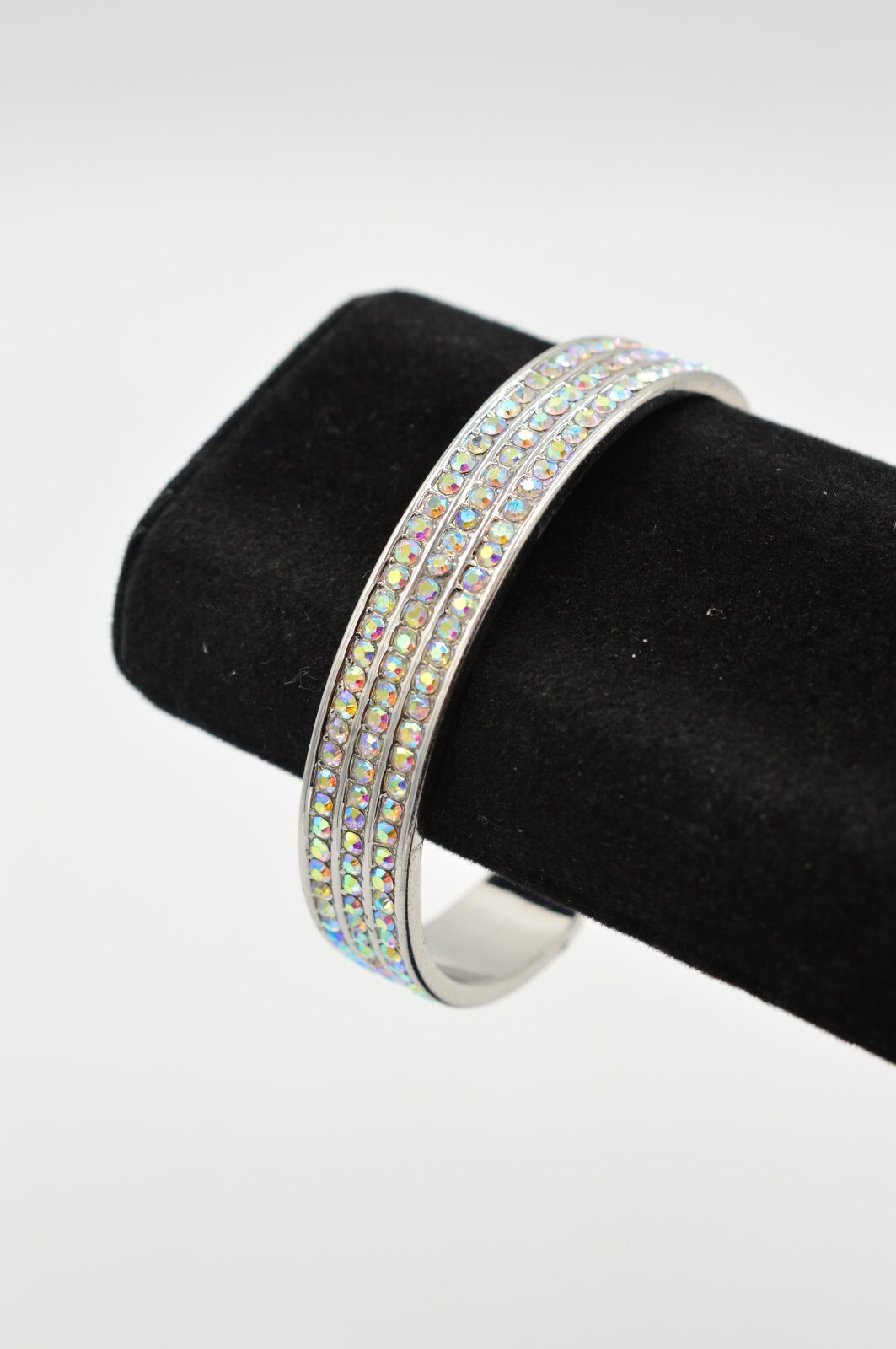 Statement Cuff Bangle Bracelet Silver Sparkling R… - image 3