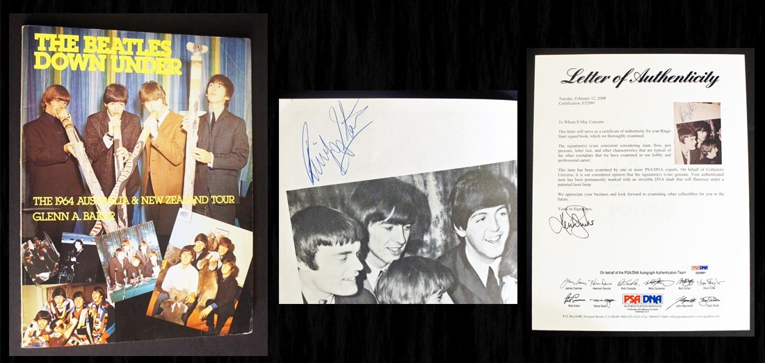 RINGO STARR SIGNED PSA/DNA - Full Name Autograph! - Beatles Down Under, 1982