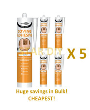 5 X COVING ADHESIVE WHITE JOINT FILLER 300ML POLYSTYRENE PLASTER CORNICE GAP
