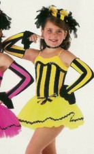 Group Lot 5 Child Small Victorian Jazz Tap Dance Dress Costume with Mitts YELLOW
