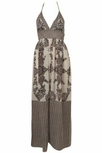 TOPSHOP Size S Halter Neck Maxi Green Dress Elasticated Under Bust | eBay UK