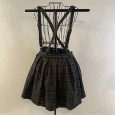 Hot Topic Black Gray Plaid Pleated Skirt With Suspenders Size SM