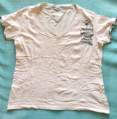 Nebulus, T-Shirt, Freizeit, Sport, V-Ausschnitt, rosa, Aufdruck, Gr. 44, 