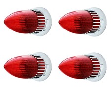 Set4 Chrome Flush Mount 1959 Cadillac Style Led Tail Lights Red Lens