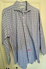 AQUASCUTUM of LONDON MEN'S PLAID SHIRT 16.5 34 100 IMPORTED COTTON