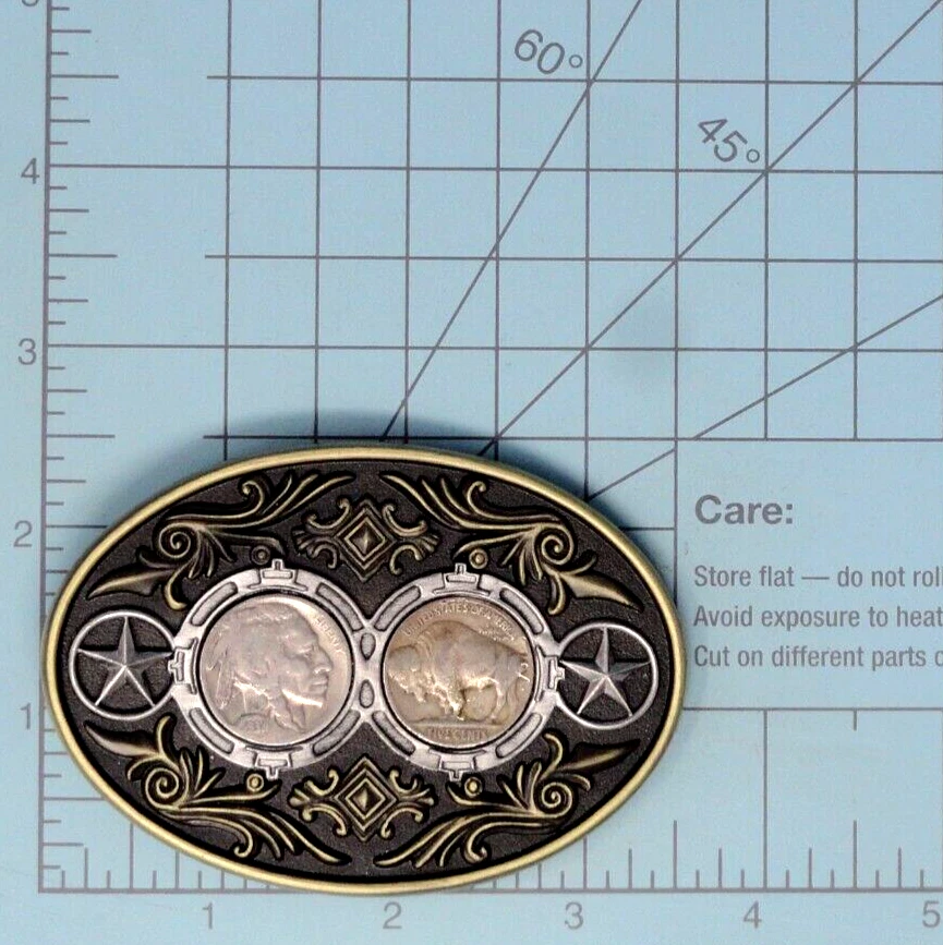 Monedas de níquel Buffalo Indian Head EE. UU. hebilla de cinturón pergamino occidental de colección años 90 .TYC071 Foto 3 de 4