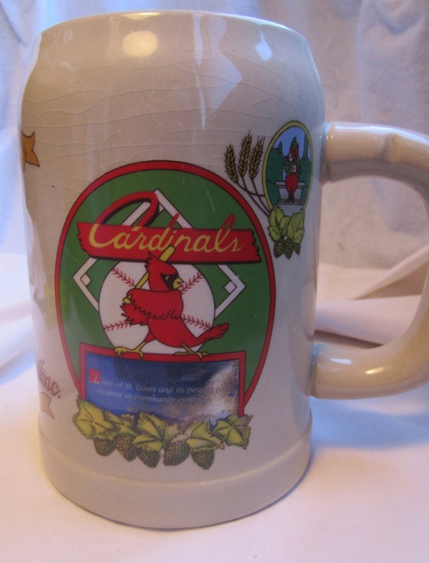 🍺ANHEUSER BUSCH CS141 POST CONVENTION #4 1990 STEIN MUG CARDINALS BASEBALL LOGO