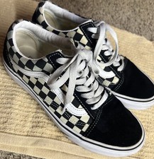 Vans Black Checkerboard Old Skool Skate Shoes Sneakers Mens Size 7 / Womens 8.5
