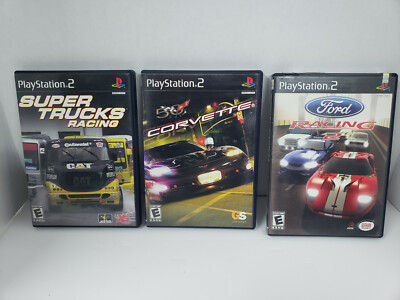 PS2 Games Lot of 3  - Super Trucks Racing - Ford Racing 2 - Corvette  complete