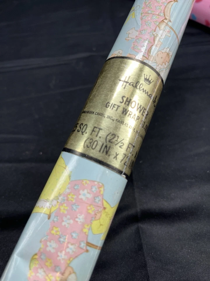 New Sealed Hallmark Vintage Wrapping Paper Baby Shower Gift Current Heart Tissue - Image 2 of 4