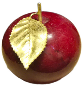 VINTAGE GENUINE VOLTERRA ALABASTER BY DUCCESCHI HAND CARVED RED APPLE