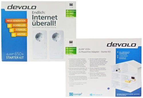 Devolo dlan 650+ Starter Kit - 2x Powerline Adapter + Kabel - gut erhalten