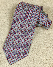 Brooks Brothers 100 Silk Hand Made USA Red Blue Paisley Necktie Tie 3.5"W 57"L
