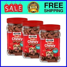 3 packs, Milk Bone Soft Chewable Dog Treats Made with Real Bacon, 25 oz Tub