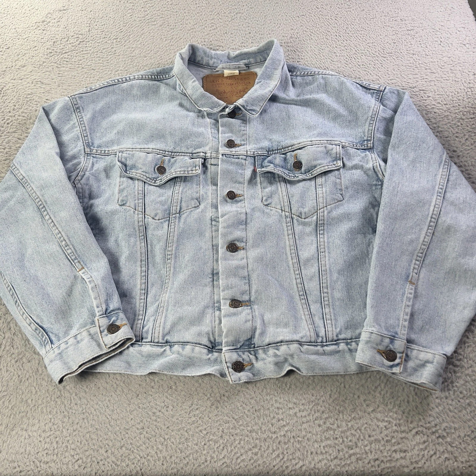Vintage Levis Trucker Jacket Mens Large Blue Denim 90s Button Outdoors Type 3