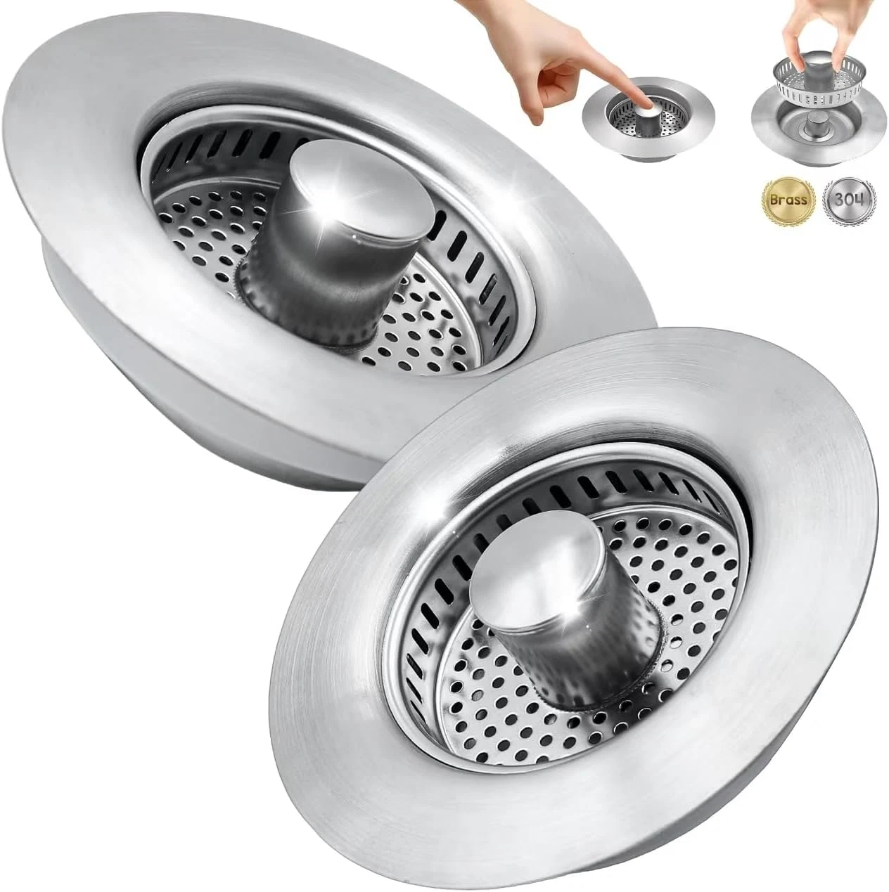 Colador de desague para fregadero de cocina 3 en 1 mejorado paquete de 2 tapones