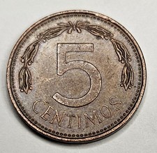1974 Venezuela 5 Five Centimos - Venezuelan Coin - Copper Clad Steel World Coin