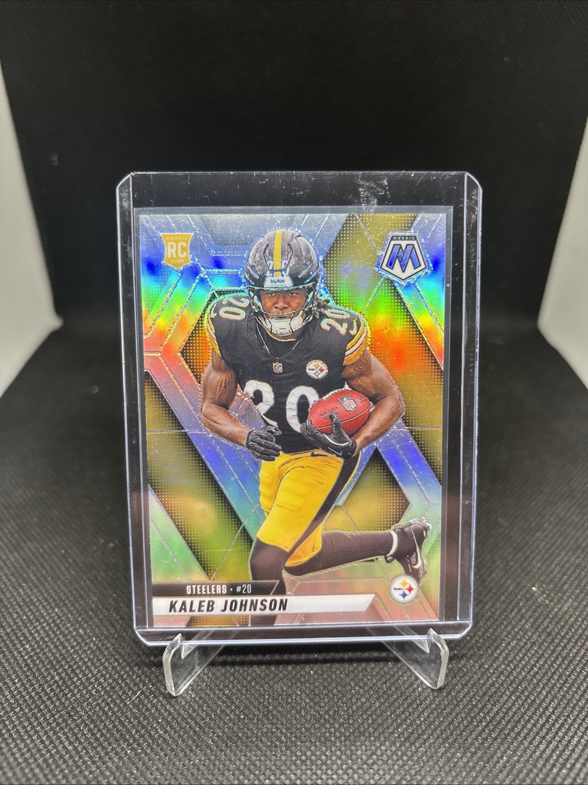 Kaleb Johnson 2025 Panini Mosaic #315 True Silver Prizm RC Pittsburgh Steelers