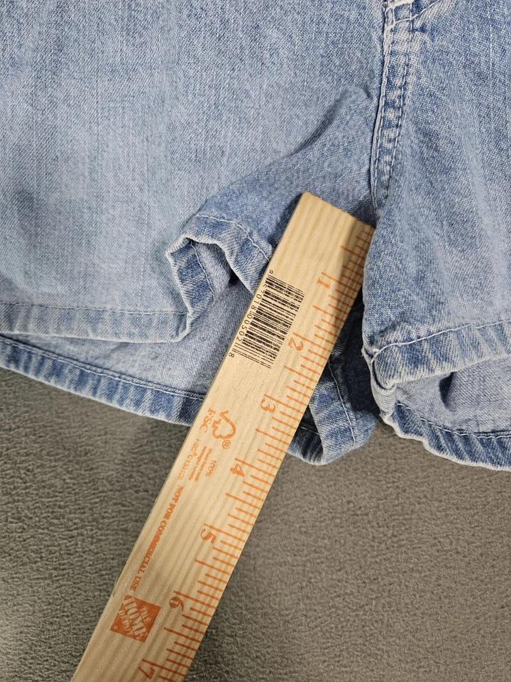 Pantalones Cortos de Jean Mudd Para Mujer Vintage Años 90 Carga Azul Claro 5 Bolsillos Y2K Talla 7 Foto 4 de 4