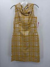 Pre-Owned Tahari Yellow Size 8P Knee Length Sleeveless Dress