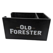 Old Forester Wooden Bar Caddy Napkin Holder Straw Organizer Black Bourbon Decor