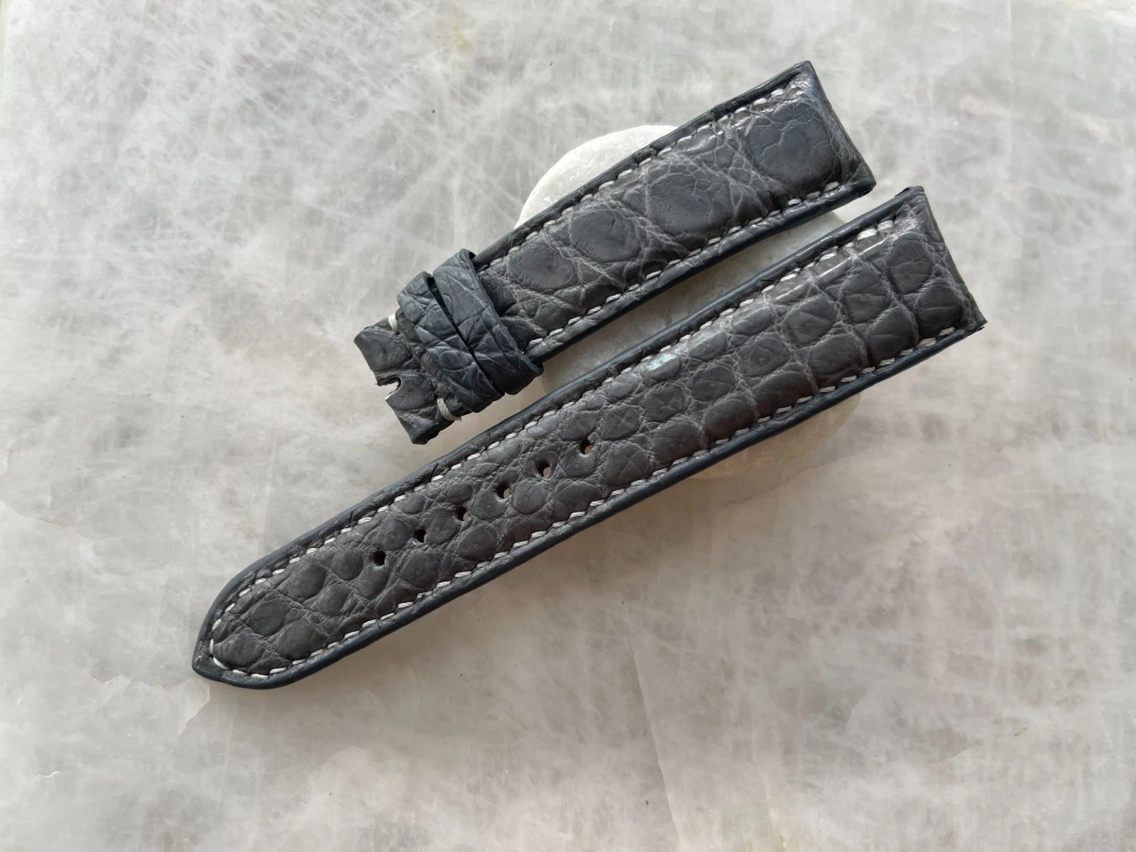20mm/18mm Gray Alligator Crocodile Print Leather Watch Strap Band