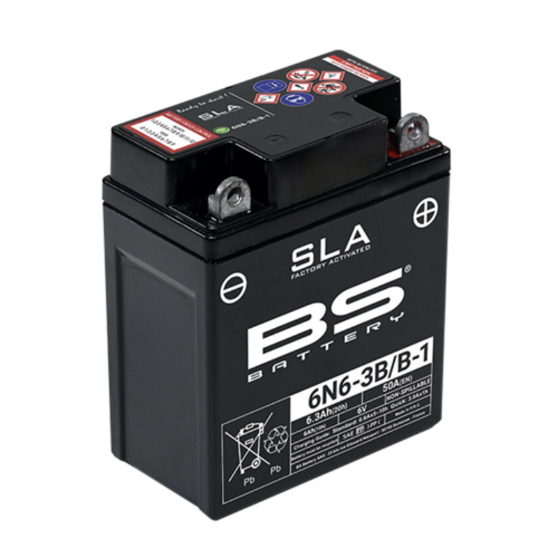 Batterie moto 6N6-3B/B-1 BS BATTERY SLA sans entretien pour scooter 6V 6Ah