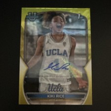 Topps 2022-23 Bowman Chrome Kiki Rice UCLA Bruins Yellow Refractor Auto #24 /75