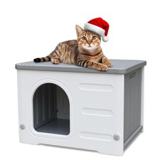 Waterproof Outdoor Cat House, Plastic Cat House for Outdoor Cats Feral Cat Ho...