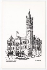 Union Station Indianapolis Indiana C.E. Moyer Art Drawing Postcard Train Depot