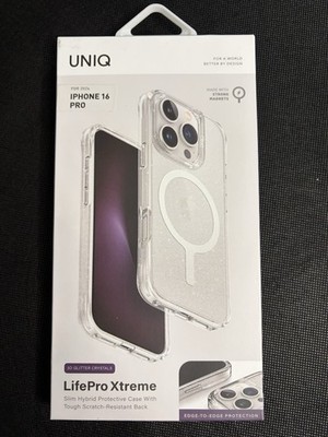 UNIQ LifePro Xtreme iPhone 16 Pro Case, Clear Glitter, Magnetic, Drop Protection