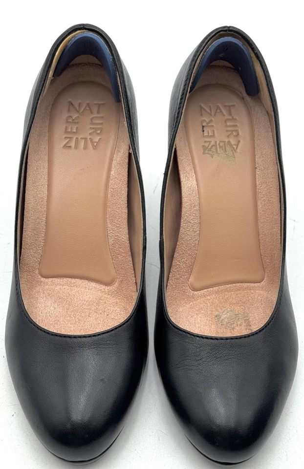 Zapatos de salón Naturalizer Michelle para mujer talla 7M de cuero negro punta redonda Foto 2 de 4