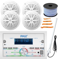 Pyle PLMR77U Double DIN Receiver W/Remote Control, 4x 6.5'' Speakers, Antenna