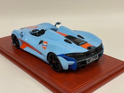 1/18 AB Models McLaren Elva in Gulf Blue from 2019 on leather base